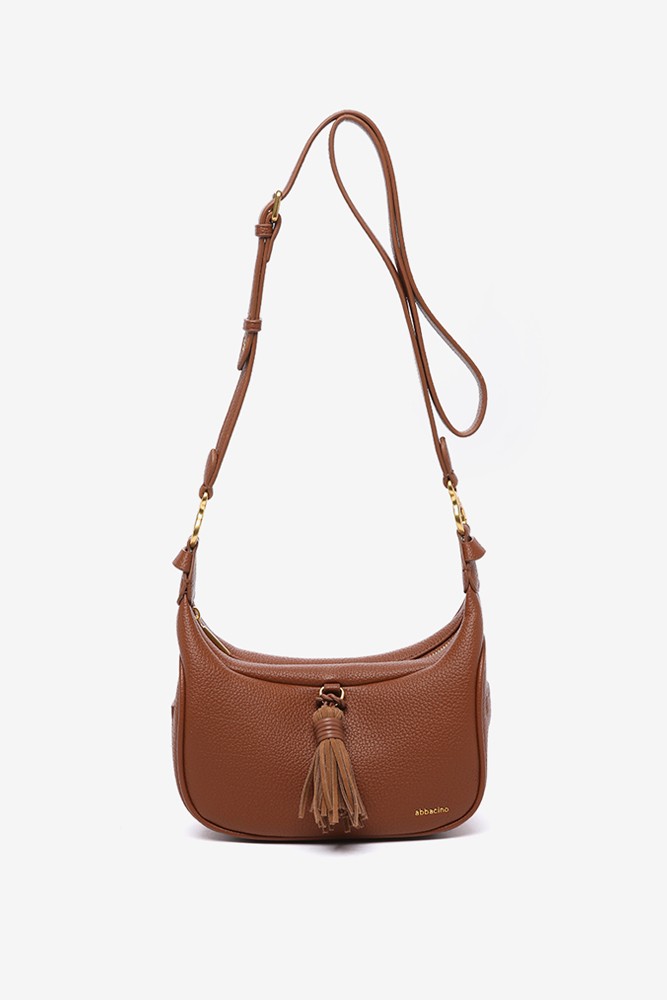 Abbacino Bandolera con borla en materiales reciclados cognac Grandes ahorros