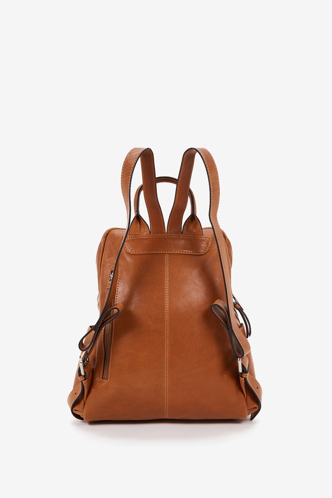 Abbacino Mochila de mujer en piel troquelada cognac Rebajas de fin de temporada