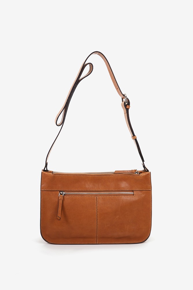 Abbacino Bandolera de mujer en piel troquelada cognac Precio ultrabajo