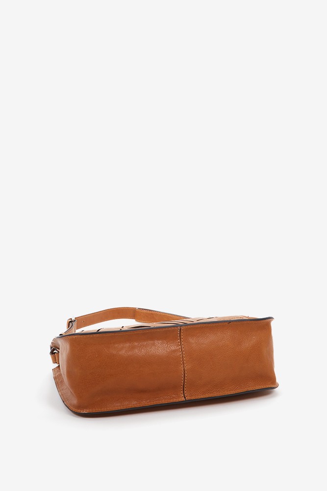 Abbacino Bandolera de mujer en piel troquelada cognac Precio ultrabajo