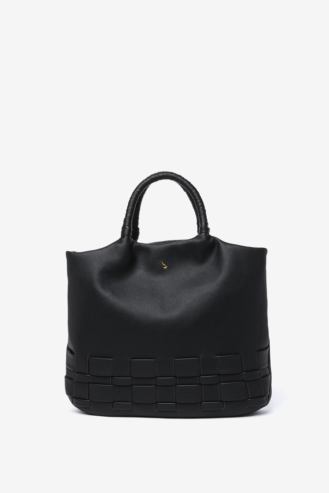 Abbacino Bolso shopper en materiales reciclados trenzados negro Outlet