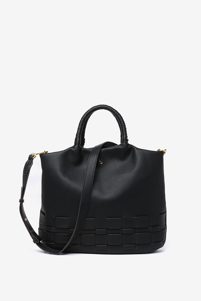 Abbacino Bolso shopper en materiales reciclados trenzados negro Outlet