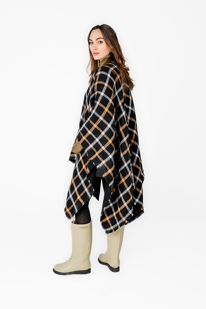 Abbacino Poncho con estampado a cuadros negro Gran oferta