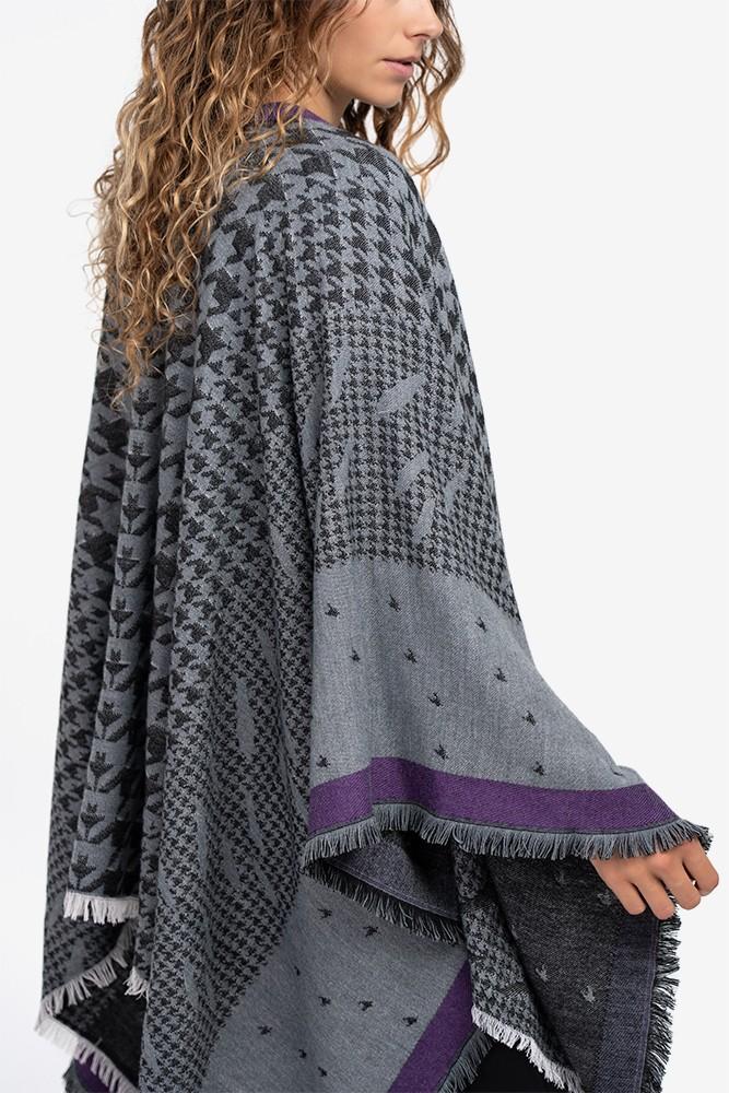 Abbacino Poncho con estampado de pata de gallo en gris Rebajas baratas