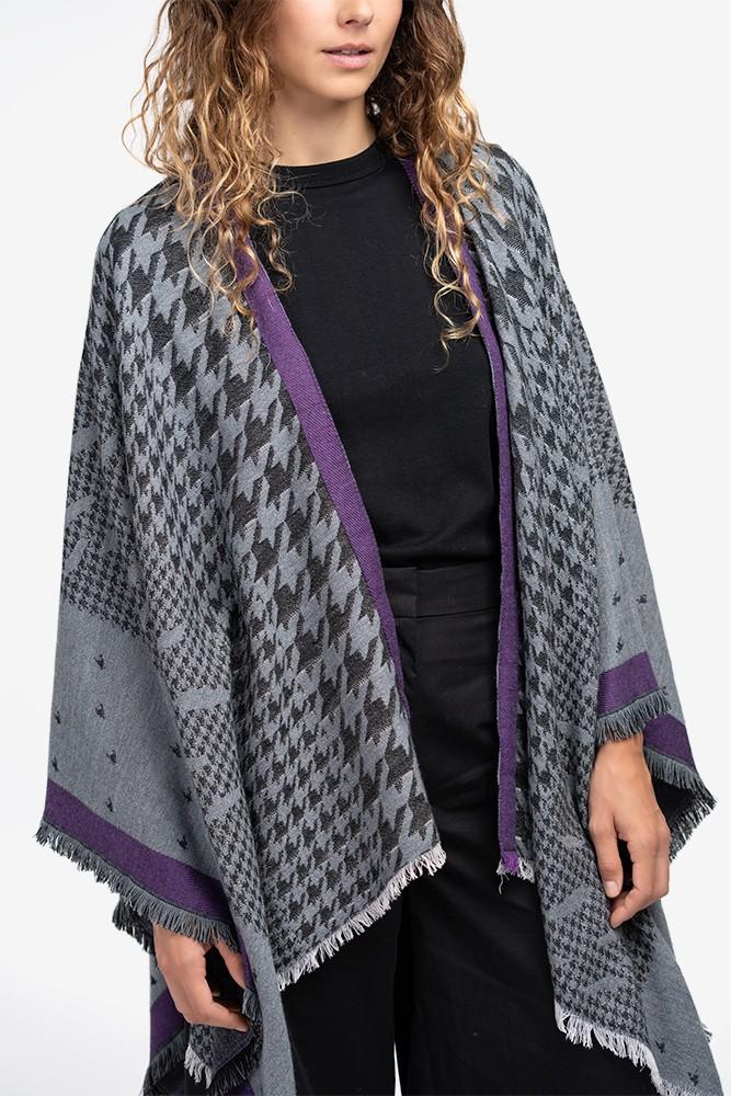 Abbacino Poncho con estampado de pata de gallo en gris Rebajas baratas