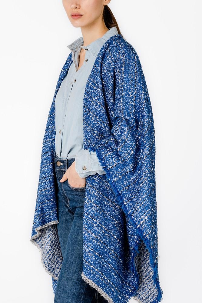 Abbacino Poncho con estampado a rayas en azul Ventas relámpago