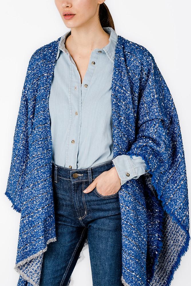 Abbacino Poncho con estampado a rayas en azul Ventas relámpago