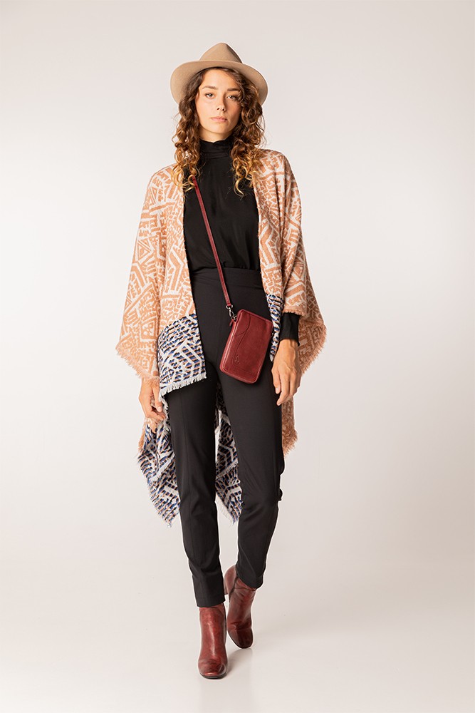 Abbacino Poncho de mujer estampado en camel Tienda