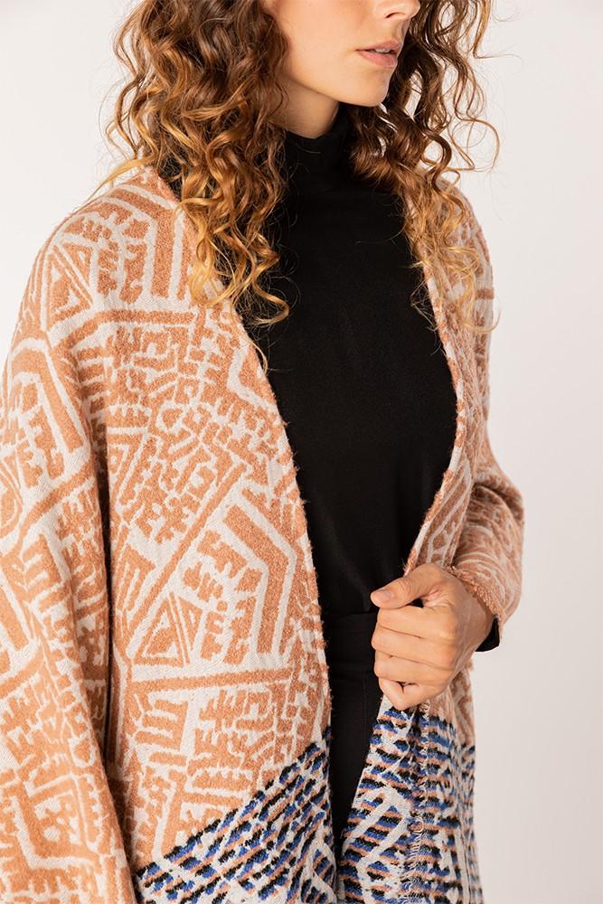 Abbacino Poncho de mujer estampado en camel Tienda