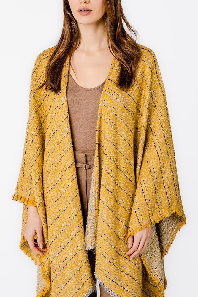 Abbacino Poncho con estampado a rayas en ámbar Liquidación