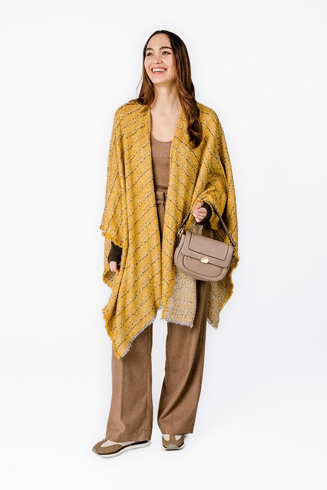 Abbacino Poncho con estampado a rayas en ámbar Liquidación