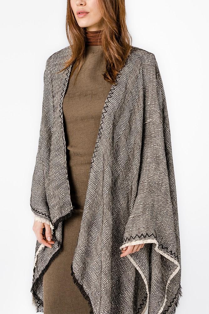 Abbacino Poncho con estampado lineal en negro Rebajas top