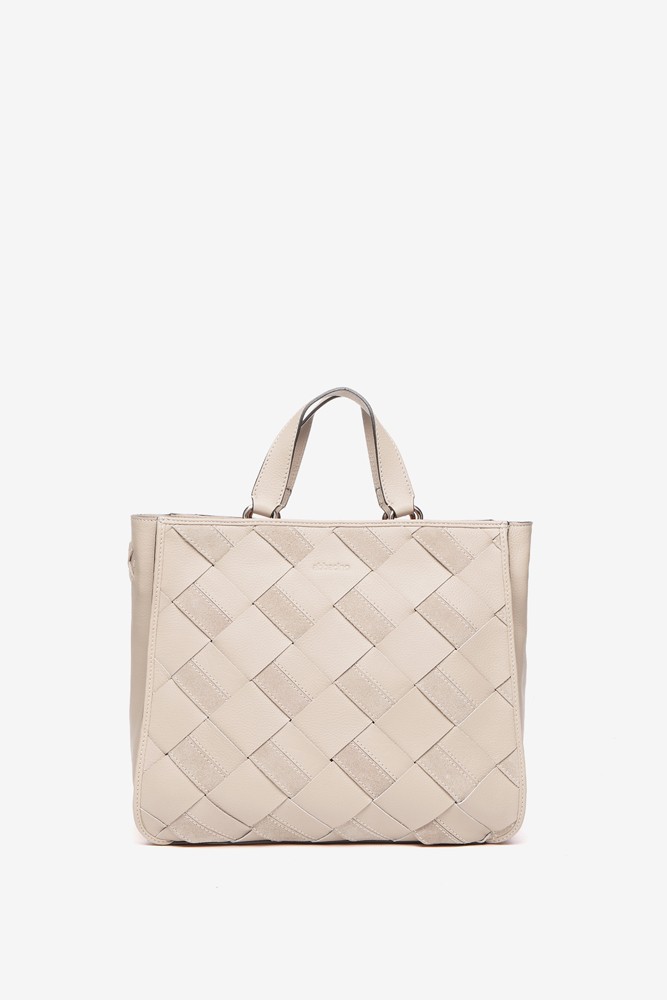Abbacino Shopper de piel trenzada en beige Liquidación