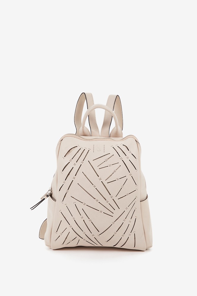 Abbacino Mochila de mujer en piel troquelada beige Limitado a 3 días