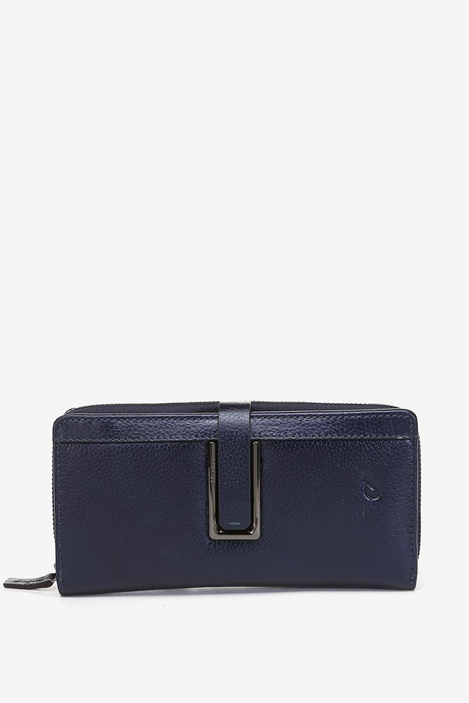 Abbacino Cartera grande con herraje en piel metalizada azul Liquidación