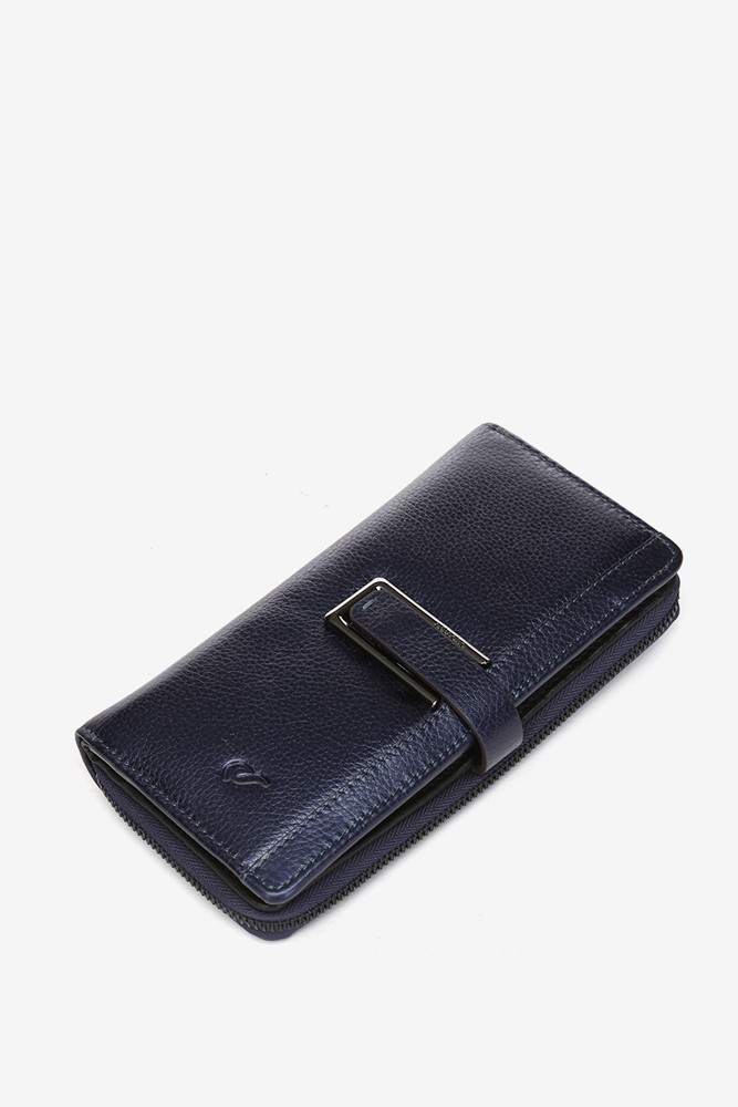 Abbacino Cartera grande con herraje en piel metalizada azul Liquidación