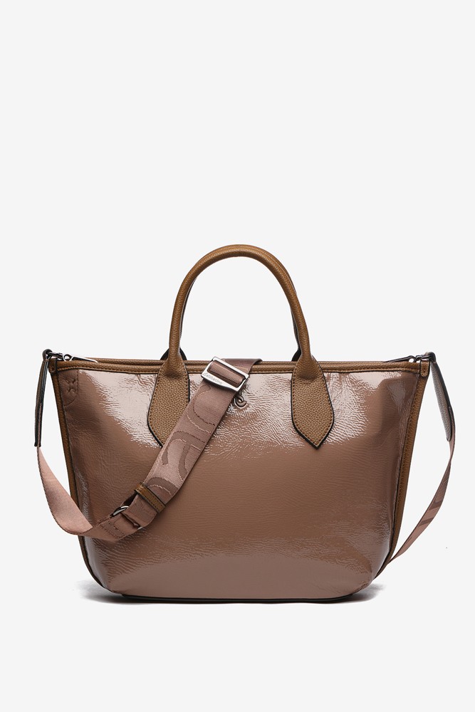 Abbacino Bolso shopper de charol en taupe Solo hoy