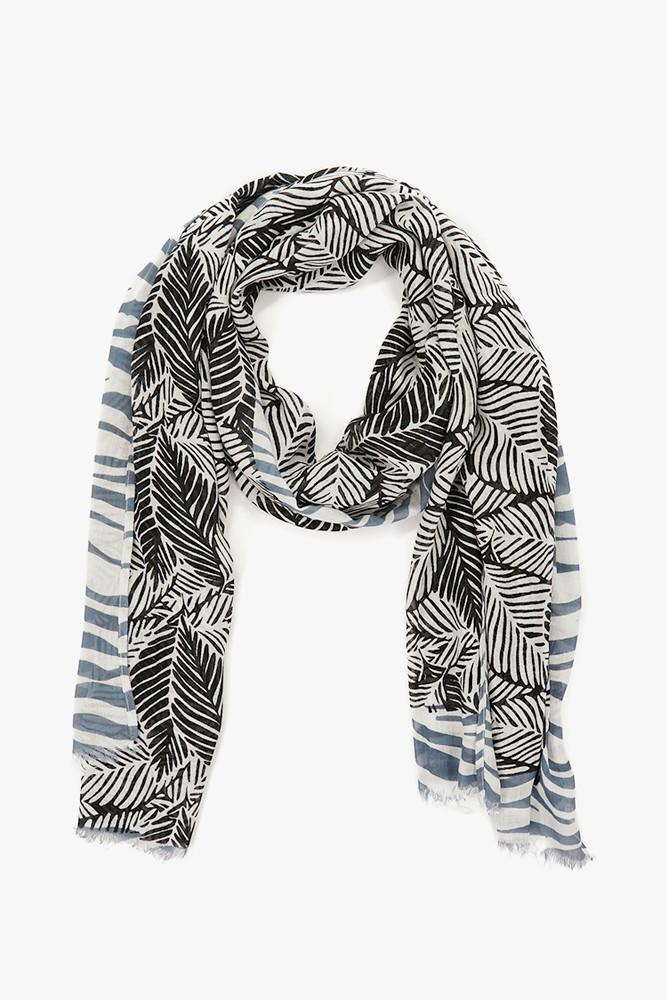 Abbacino Pañuelo con estampado tropical en blanco y negro ÚLTIMAS EDICIONES