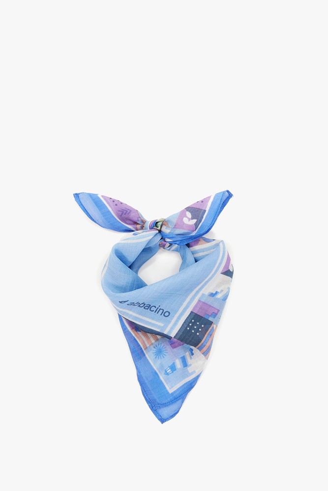 Abbacino Bandana de mujer con estampado mediterráneo en azul Tienda de fábrica