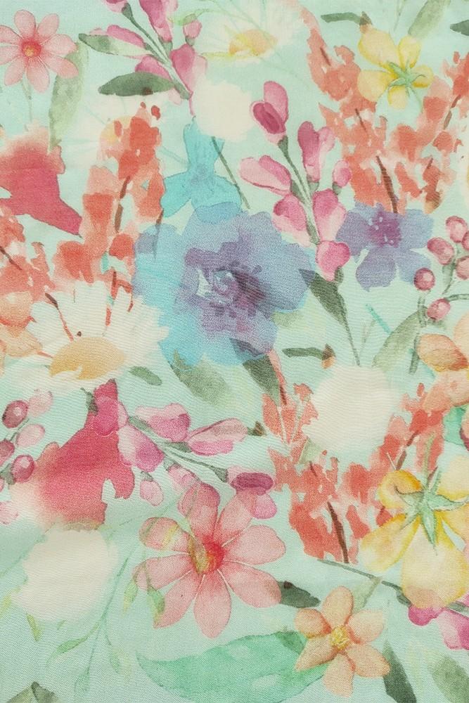 Abbacino Bandana de mujer de seda con estampado floral en turquesa Precios de Black Friday