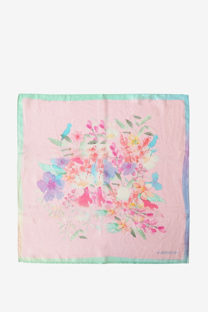 Abbacino Bandana de mujer de seda con estampado floral en rosa Oferta exclusiva