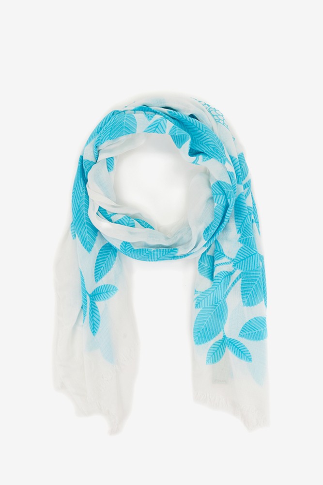 Abbacino Pañuelo de viscosa con estampado natural en tonos turquesa