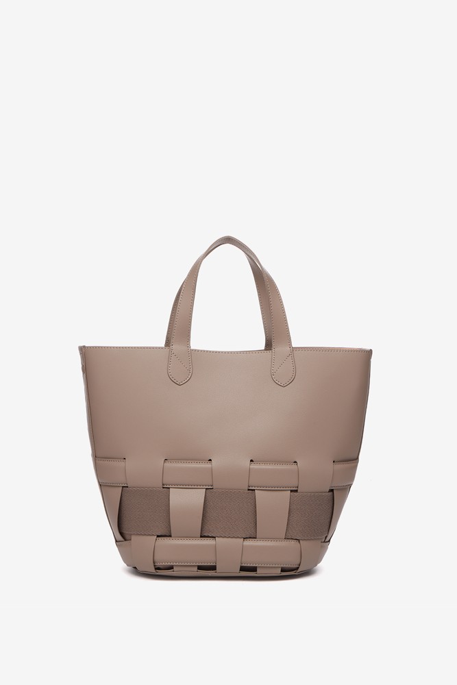 Abbacino Bolso shopper trenzado en taupe Rebajas de fábrica