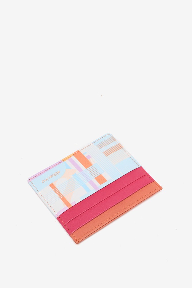 Abbacino Tarjetero de piel con estampado geométrico en fucsia Precio de fábrica