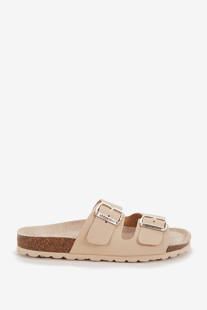 Abbacino Sandalia plana de mujer de piel en beige Grandes descuentos