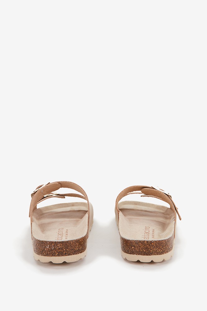 Abbacino Sandalia plana de mujer de piel en beige Grandes descuentos