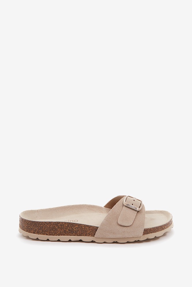 Abbacino Sandalia plana con hebilla de mujer en beige