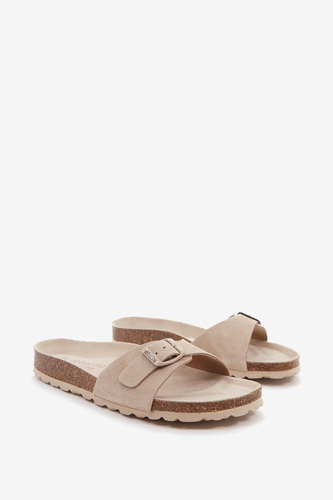 Abbacino Sandalia plana con hebilla de mujer en beige Precios de Black Friday