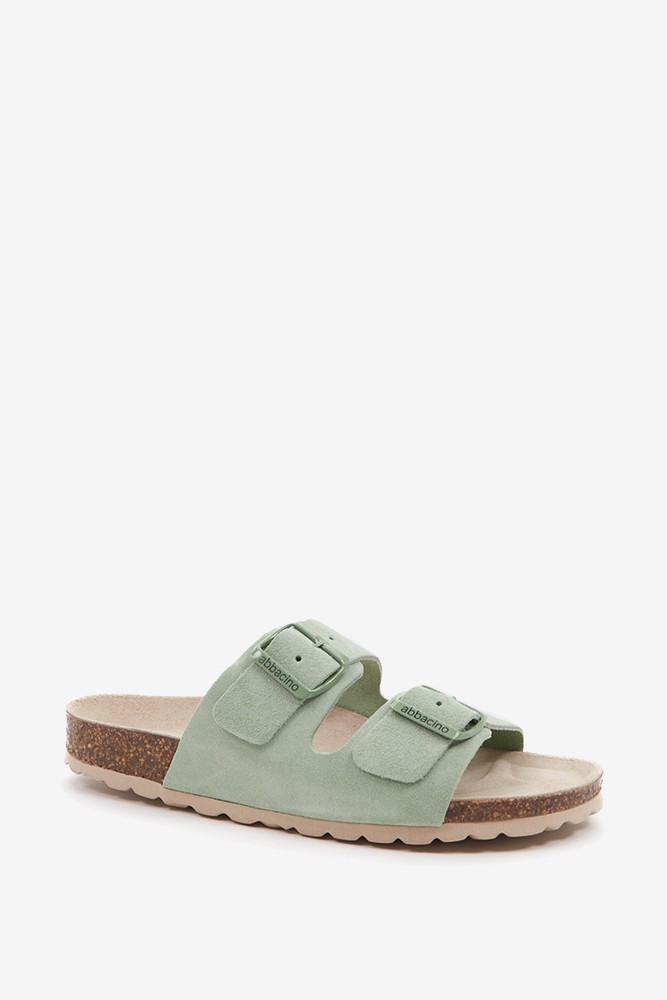 Abbacino Sandalia plana de mujer de serraje en verde Oferta exclusiva