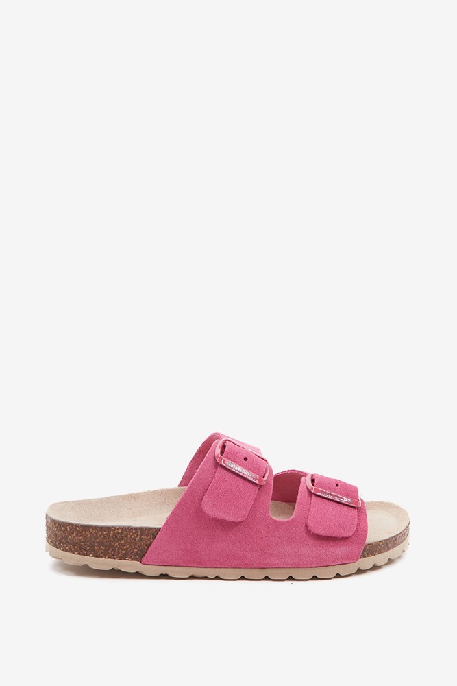 Abbacino Sandalia plana de mujer de serraje en fucsia