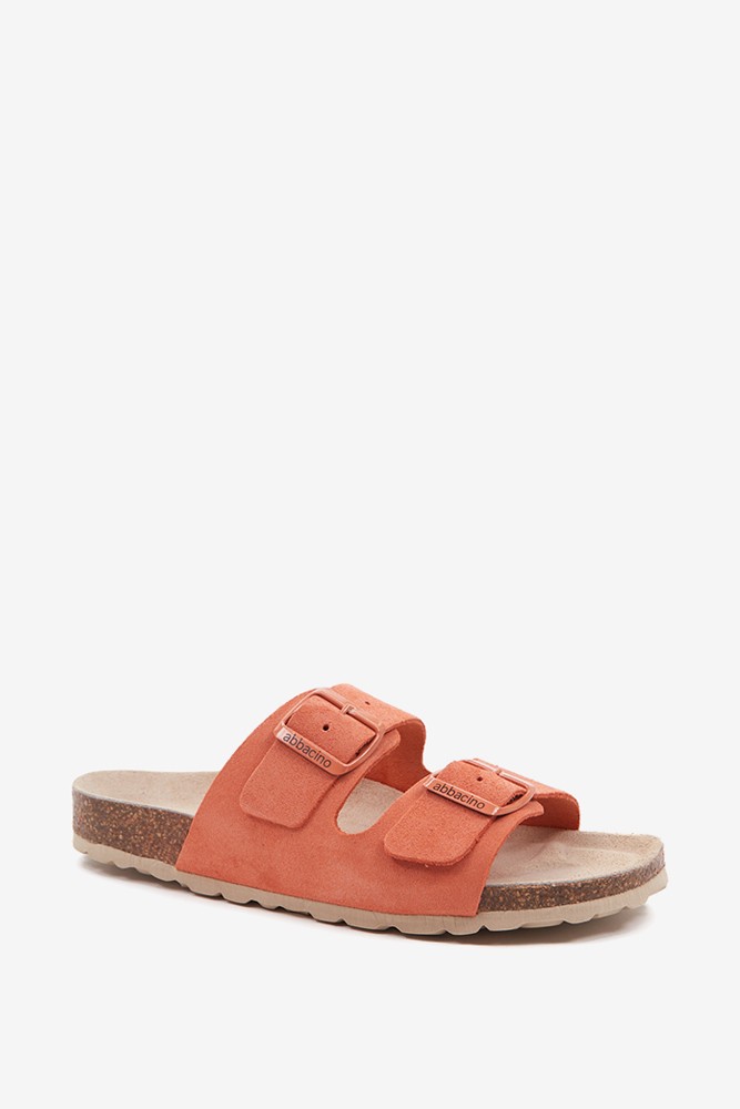 Abbacino Sandalia plana de mujer de serraje en naranja Gran oferta