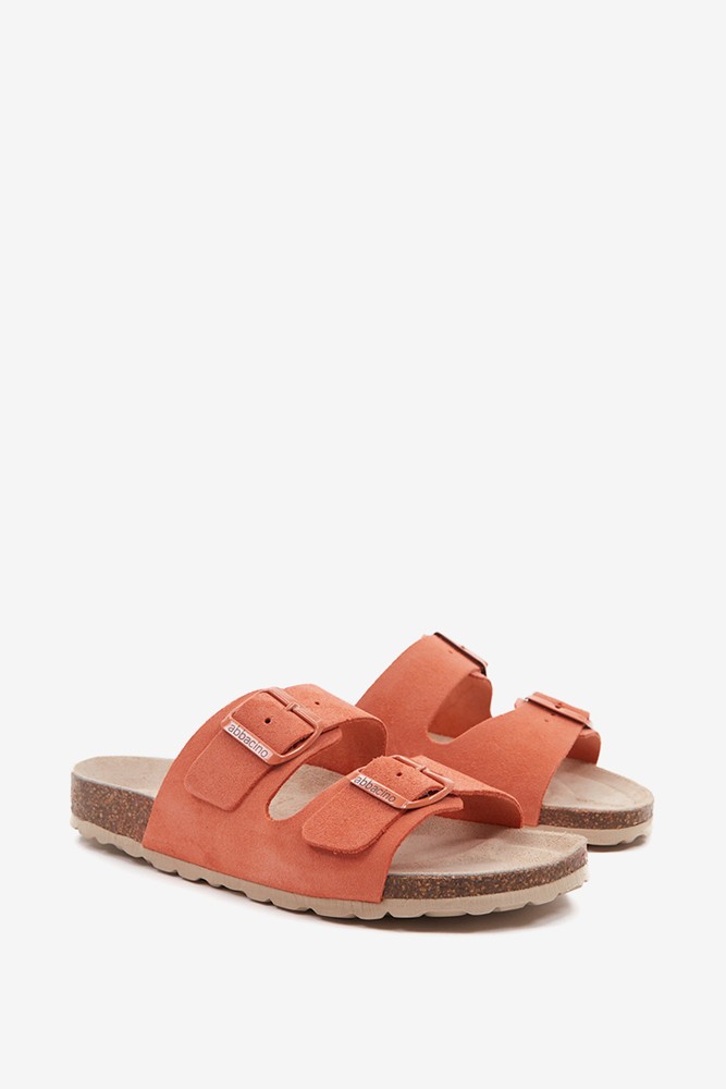 Abbacino Sandalia plana de mujer de serraje en naranja Gran oferta