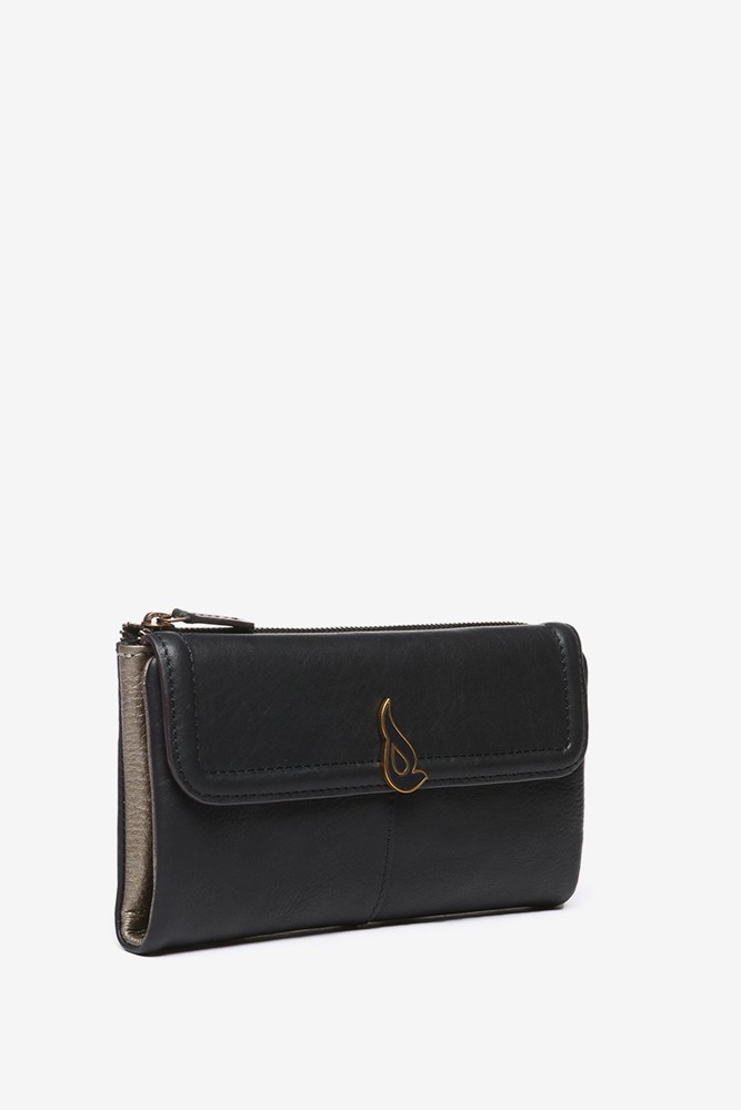 Abbacino Cartera grande con solapa en piel negra