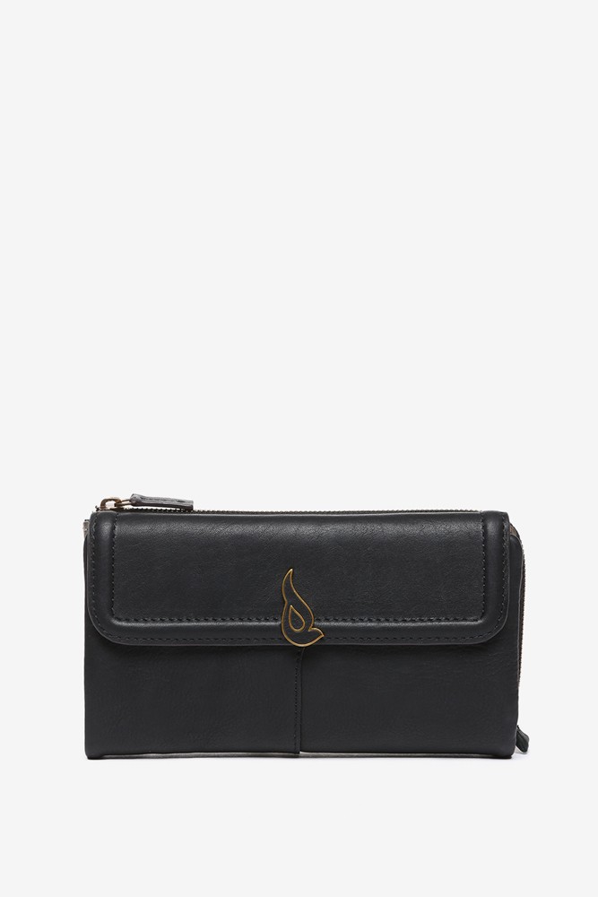 Abbacino Cartera grande con solapa en piel negra Descuento