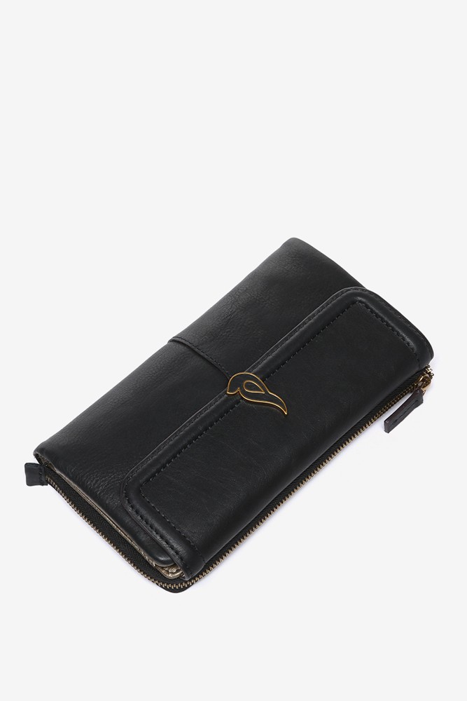 Abbacino Cartera grande con solapa en piel negra Descuento