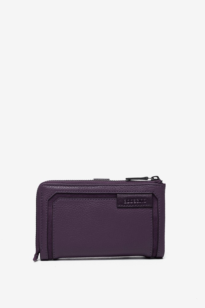 Abbacino Cartera mediana en piel y serraje morada Tienda