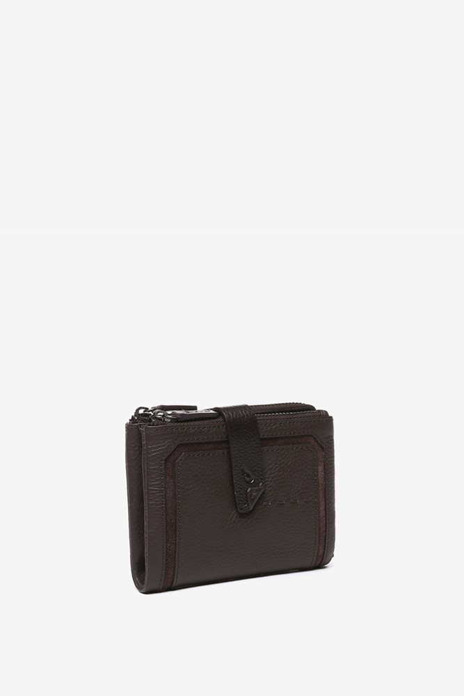 Abbacino Cartera pequeña en piel y serraje marrón
