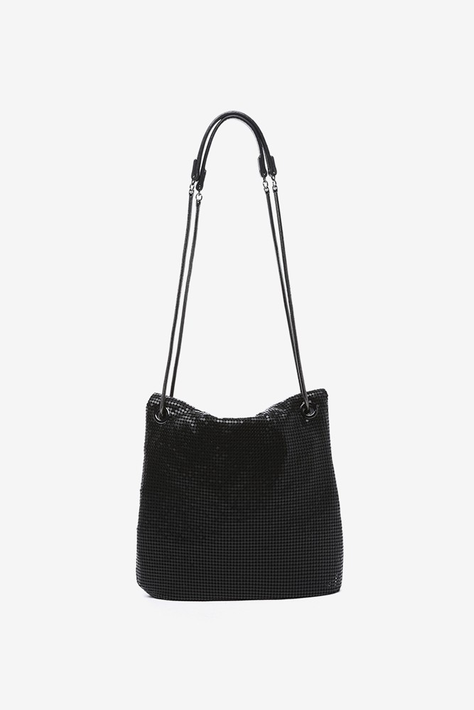 Abbacino Bolso media luna en malla metálica negra Gran oferta