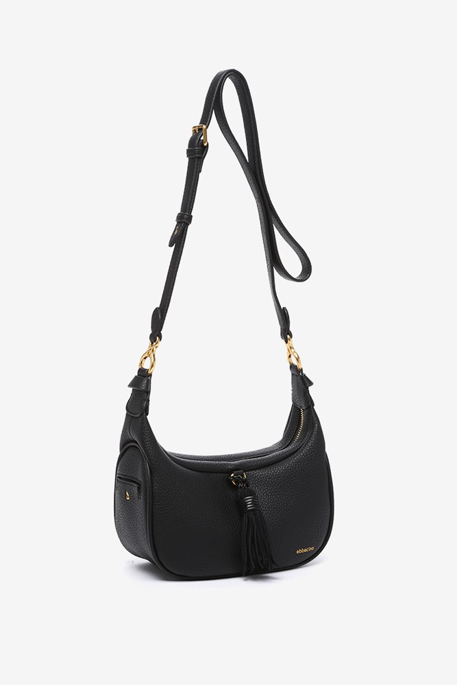 Abbacino Bandolera con borla en materiales reciclados negro