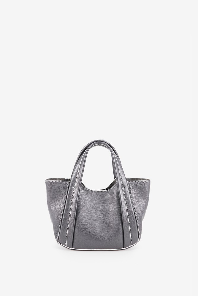 Abbacino Bolso de mano pequeño de piel en plata Ventas relámpago