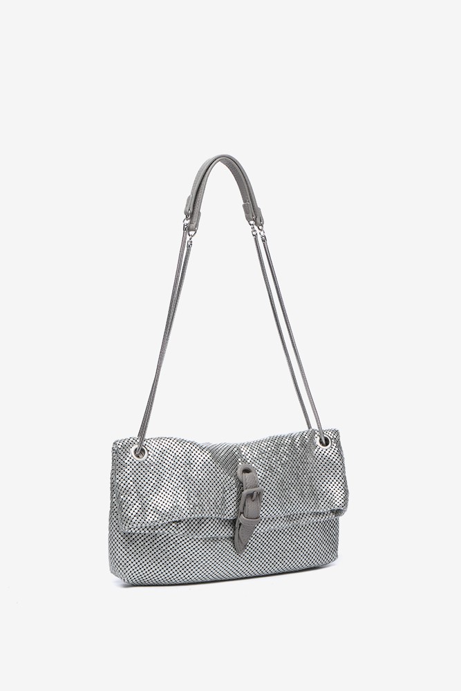 Abbacino Bolso de fiesta en malla metálica plata