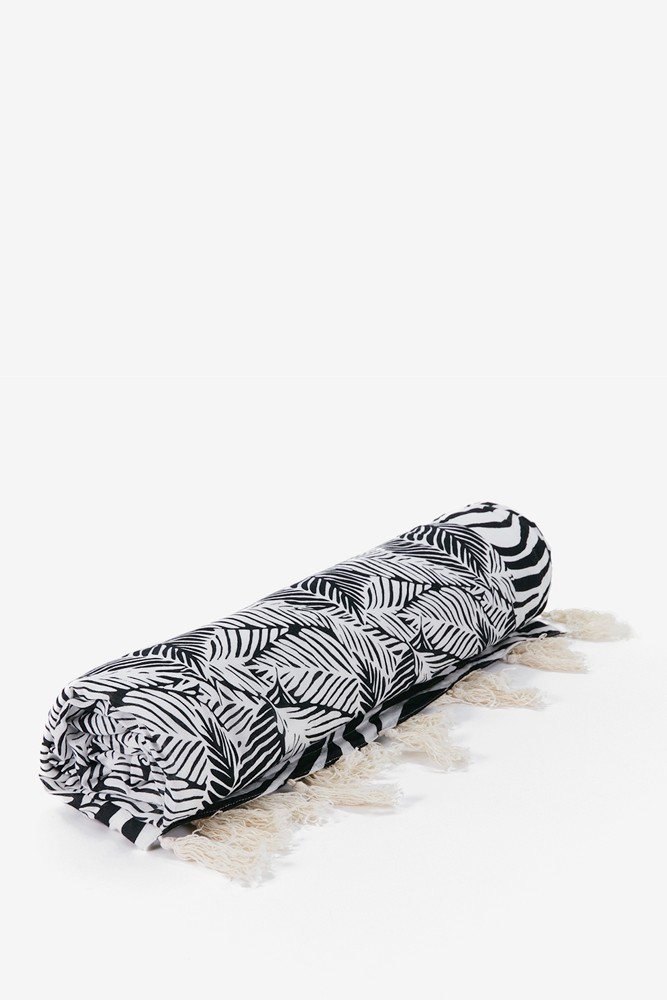 Abbacino Toalla de playa con estampado tropical en blanco y negro Tienda
