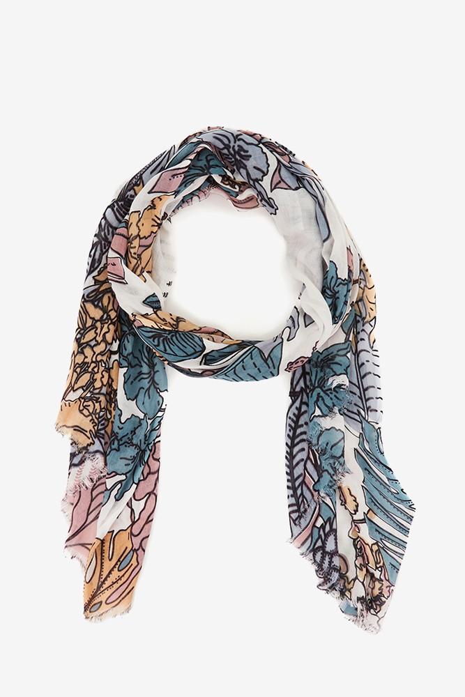 Abbacino Pañuelo de viscosa con estampado floral en tonos grises
