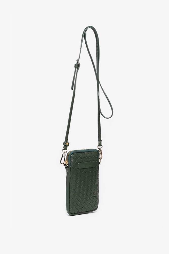 Abbacino Bolso para el móvil de piel trenzada en verde