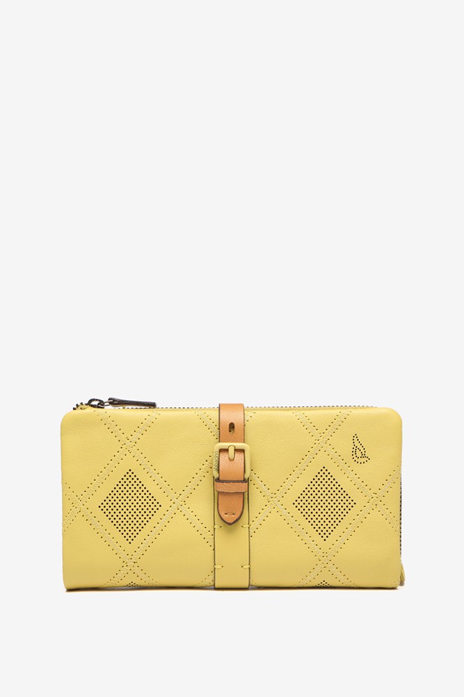 Abbacino Cartera grande de piel troquelada en amarillo Rebajas de fábrica
