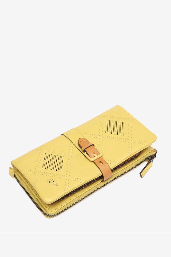 Abbacino Cartera grande de piel troquelada en amarillo Rebajas de fábrica